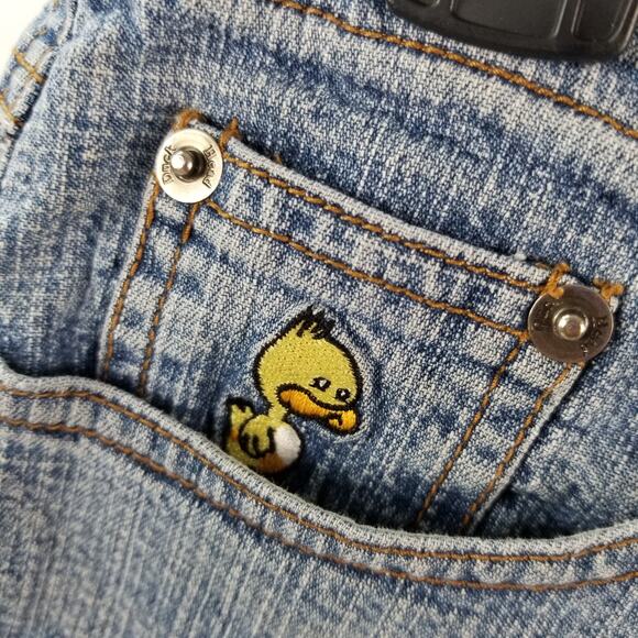 Duck Head Vintage Denim Blue Jeans Shorty Mini Shorts Button Fly Ducks Size 5 - Picture 2 of 6